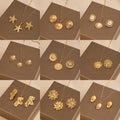 French Vintage Metal Geometric Star Pearl Stud Earrings And Necklace Set Light Luxury Jewelry view 1