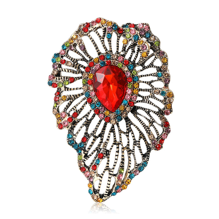 Alloy Crystal Hollow Brooch Pin For Coats And Apparel
