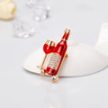 Red Gold Tone Wine Bottle and Glass Crystal Enamel Metal Brooch Pin view 5