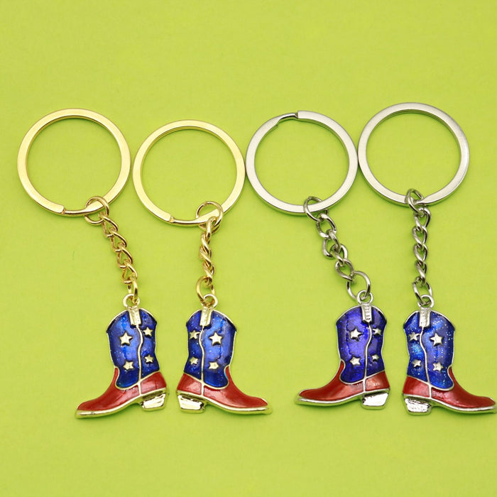 Metal American Flag Boot Keychain Independence Day Gift