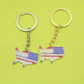 Metal USA Flag Keychain Independence Day Gift view 1