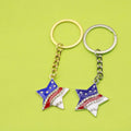 Metal Rhinestone Flag Heart Star Keychain Patriotic Bag Charm view 1