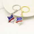 Metal Rhinestone Flag Heart Star Keychain Patriotic Bag Charm view 3