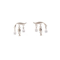 Elegant Lily Of The Valley Flower Silver Needle Zircon Crystal Tassel Dangle Stud Earrings view 5
