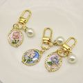 Zinc Alloy Enamel Monet Garden Flower Keychain Bag Charm Gift view 4