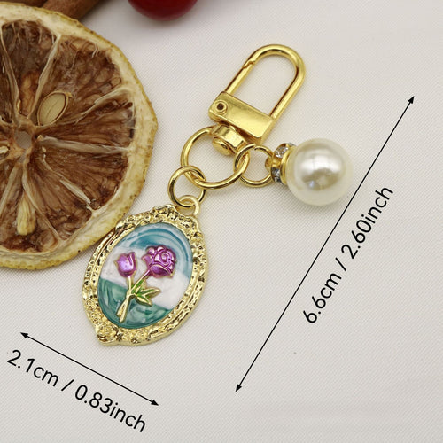 Zinc Alloy Enamel Monet Garden Flower Keychain Bag Charm Gift