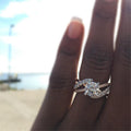Rose Gold Criss Cross Round Cubic Zirconia Pave Ring view 1