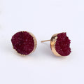 Gold Tone Round Crystal Cluster Stud Earrings in Eight Color Options view 11