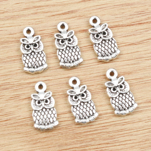 Alloy Owl Small Pendant Charm For DIY Jewelry Necklace Bracelet Accessories 15x8mm 0.8g