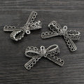 Alloy Bowknot Pendant Charm For DIY Jewelry Necklace Bracelet Accessories 44x23mm 6g view 3