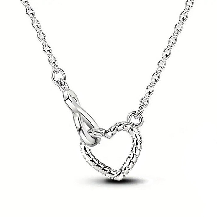 Valentine Micro Pave Necklace For Women, Hollow Heart Shape Sweet Girl Fashion Jewelry Accessory