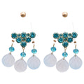Fresh Geometric Glass Shell Zircon Tassel Drop Earrings With Silver Pins For Women view 5