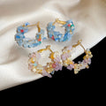 Irregular Natural Stone Pearl Hoop Earrings With Silver Pin Sweet Fresh Copper Fashion Jewelry view 4