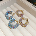 Irregular Natural Stone Pearl Hoop Earrings With Silver Pin Sweet Fresh Copper Fashion Jewelry view 2