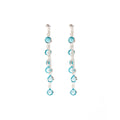 Elegant Glacier Blue Crystal Tassel Front Back Long Dangle Alloy Silver Needle Stud Earrings view 5