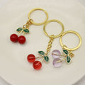 Metal Mini Red Transparent Cherry Keychain Bag Charm Car Gift view 4