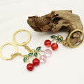 Metal Mini Red Transparent Cherry Keychain Bag Charm Car Gift view 3