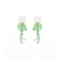 Elegant Green Crystal Beaded Tassel Drop With Mother Of Pearl Acrylic Disc Beach Vacation Earrings view 5