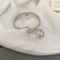 Metal Smooth Oval Adjustable Open Ring For Women view 4