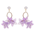 Fresh Floral Acrylic Zircon Flower Drop Earrings With Silver Pins Vacation Sweet Style view 5
