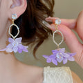 Fresh Floral Acrylic Zircon Flower Drop Earrings With Silver Pins Vacation Sweet Style view 3