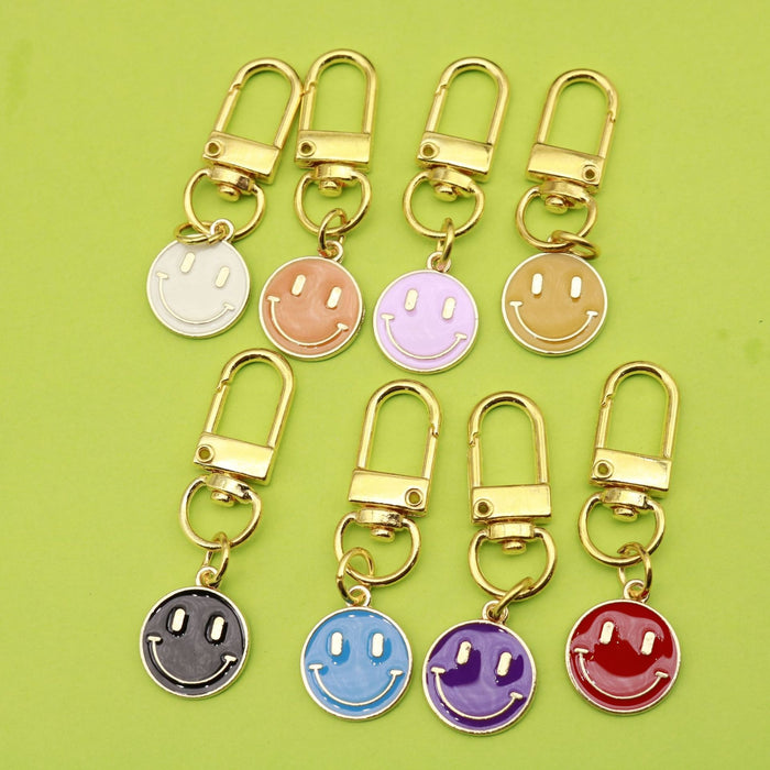Zinc Alloy Colorful Enamel Smiley Keychain Bag Charm Gift