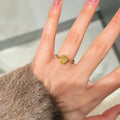 24K Gold Plated Zircon Yellow Stone Ring For Women view 3