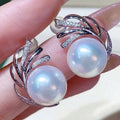 Banana Leaf Stud Earrings With Faux Pearl For Women, Chic Light Luxury Fashion Jewelry view 1