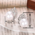 Banana Leaf Stud Earrings With Faux Pearl For Women, Chic Light Luxury Fashion Jewelry view 4