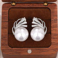 Banana Leaf Stud Earrings With Faux Pearl For Women, Chic Light Luxury Fashion Jewelry view 2