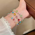 Colorful Zircon Oval Copper Bangle Fresh Sweet Vacation Style Light Luxury Jewelry view 4