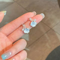 Chic Alloy Gradient Blue Crystal Flower Stud Earrings For Women Light Luxury Fashion Jewelry view 2
