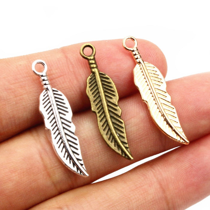 Alloy Feather Wing Small Pendant 30x7.5mm DIY Jewelry Accessory Charm For Necklace Bracelet