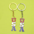 Metal USA Flag Keychain Independence Day Car Key Ring view 1
