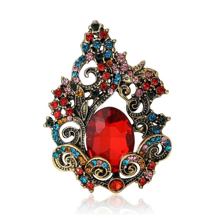 Alloy Glass Rhinestone Flower Brooch For Blazers And Coat Decoration