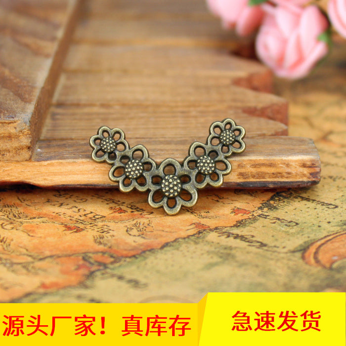 33x19mm Alloy Five-Petal Flower Charm Pendant
