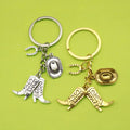 Zinc Alloy Western Cowboy Boot Keychain Antique Silver Gift view 1