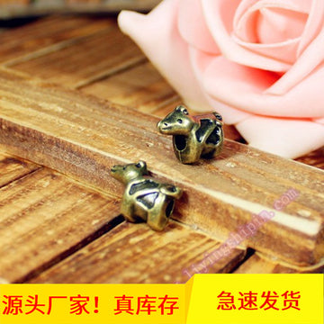 Tiny Dog Shaped Large Hole Alloy Bead in 2 Finishes
