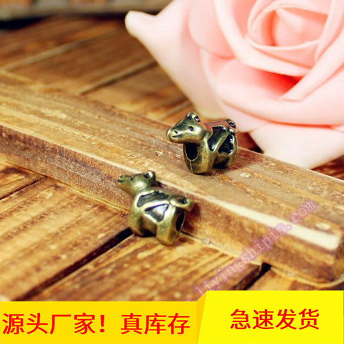 Tiny Dog Shaped Large Hole Alloy Bead in 2 Finishes