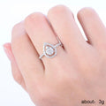 Silver Pear Outline Pavé Ring In A Polished Decorative Design view 5