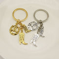 Antique Silver Western Cowboy Boot Keychain DIY Gift view 3