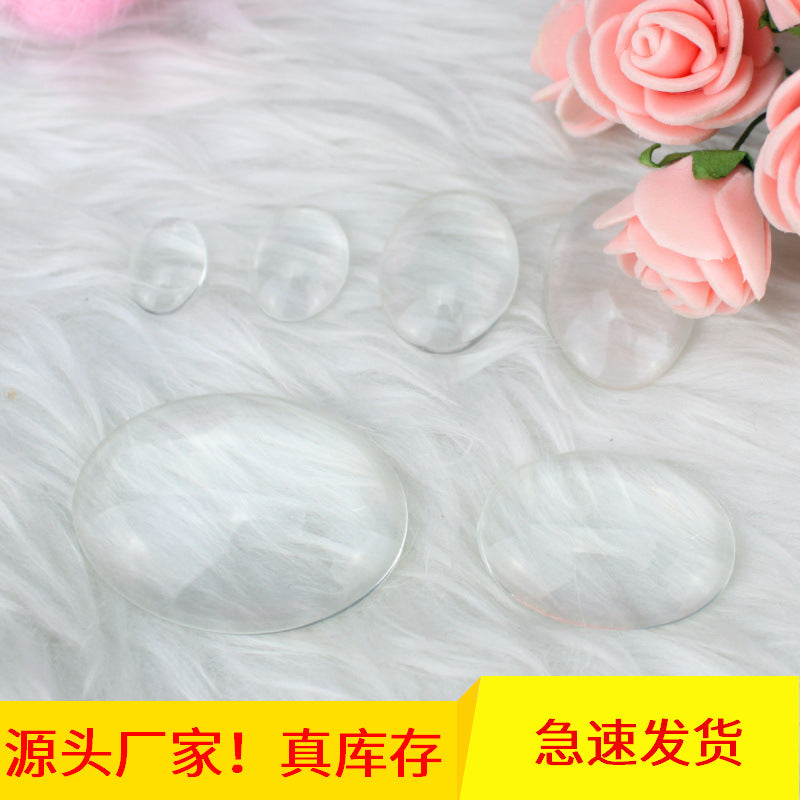 Oval Clear Glass Cabochon Insert for DIY Jewelry