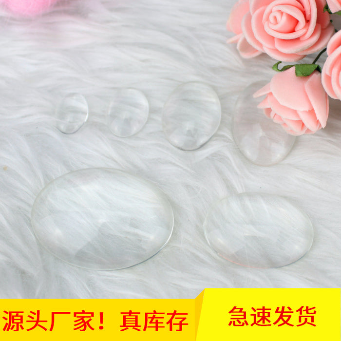 Oval Clear Glass Cabochon Insert for DIY Jewelry