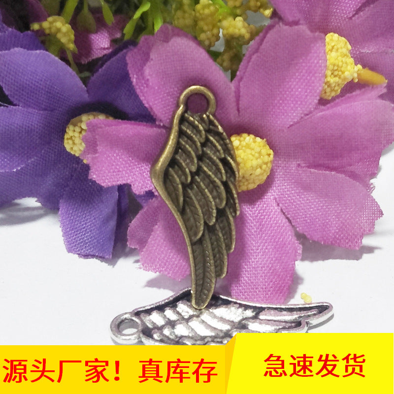 Vintage Alloy Wing Feather Charm Pendant 27x10mm