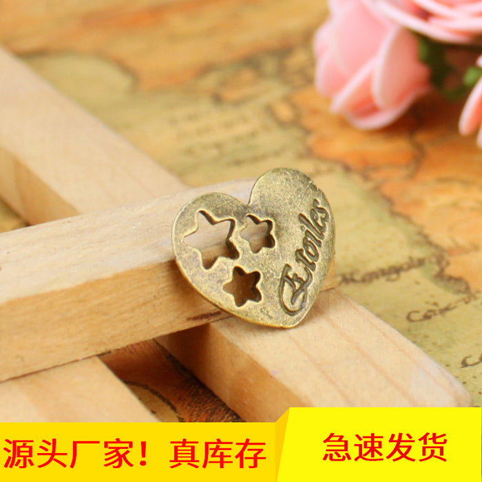 19x16mm Alloy Hollow Heart Star Letter Charm Pendant