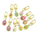Zinc Alloy Enamel Oil Painting Flower Keychain Bag Charm – Gold view 5