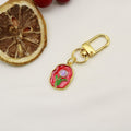 Zinc Alloy Enamel Oil Painting Flower Keychain Bag Charm – Gold view 6