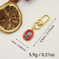 Zinc Alloy Enamel Oil Painting Flower Keychain Bag Charm – Gold view 2