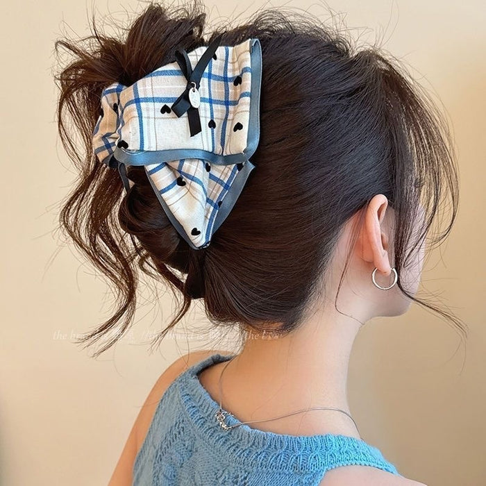 Korean Plaid Claw Clip Sweet Style Back Of Head Hair Clip