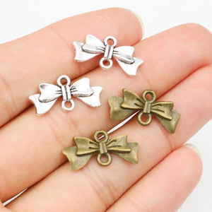 Alloy Bow Pendant Charm For DIY Necklace Bracelet Jewelry Accessories 20x10mm 0.8g